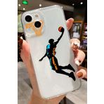 PSR aksesuar (3676) Basket Basket Desenli Şeffaf Silikon Telefon Kılıfı iPhone 15 ile uyumlu