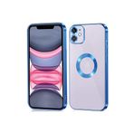 PSR aksesuar (3713) Mavi Luxury Logo Kısmı Açık Köşeli Silikon Telefon Kılıfı iPhone 11 ile uyumlu