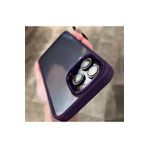 PSR aksesuar (5347) DERİN MOR Kılıf Metal Krom Kamera Çerçeve Yükseltli Arkası Şeffaf Renkli Kenar Hassas Buton iPhone 15 Pro Max ile uyumlu