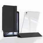 PSR Aksesuar Apple iPad Air 11 2025 M3 Kılıf - Manyetik Ayrılabilen | Airbag Destekli | Zore Sliding Tablet Kılıfı, Apple Pencil Tutucu | 2in1 Tasarım | Şeffaf Arka Kapak (Siyah)