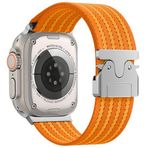 PSR Aksesuar Apple Watch Kordon - Zore KRD-133 Naylon Kumaş Hasır Örgülü Kordon | Esnek ve Dayanıklı Akıllı Saat Kayışı (Turuncu, Apple Watch 45mm)