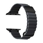 PSR Aksesuar Apple Watch Serisi Deri Kordon - Strap Mıknatıslı PU Deri Kayış (Koyu Gri, Watch 38mm)