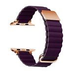 PSR Aksesuar Apple Watch Serisi Deri Kordon - Strap Mıknatıslı PU Deri Kayış (Mürdüm, Watch Ultra 49mm)