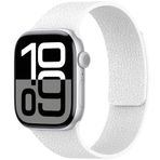 PSR Aksesuar Apple Watch Serisi Kabartma Desenli Silikon Kordon - Manyetik Deri Görünümlü Kayış (Beyaz, Watch 42mm)