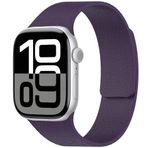 PSR Aksesuar Apple Watch Serisi Kabartma Desenli Silikon Kordon - Manyetik Deri Görünümlü Kayış (Mor, Watch 7 45mm)