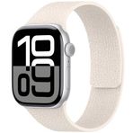 PSR Aksesuar Apple Watch Serisi Kabartma Desenli Silikon Kordon - Manyetik Deri Görünümlü Kayış (Starlight, Watch 42mm)