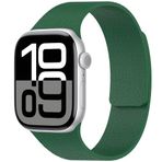 PSR Aksesuar Apple Watch Serisi Kabartma Desenli Silikon Kordon - Manyetik Deri Görünümlü Kayış (Yeşil, Watch 7 45mm)