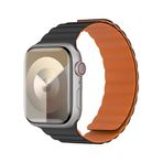 PSR Aksesuar Apple Watch Serisi Magnetik Silikon Kayış - Benks Tak Çıkar Manyetik Strap Kordon, Nefes Alabilen | Ayarlanabilir Kayış (Siyah | Turuncu, Watch 10 42mm)