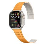 PSR Aksesuar Apple Watch Serisi Uyumlu Çizgili Desenli Silikon Kordon - Çift Renkli | Mıknatıslı Ayar | Dayanıklı Kayış (Turuncu, Watch 42mm)