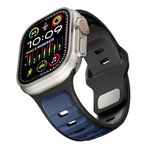 PSR Aksesuar Apple Watch SE/Series 10/9 / 8/7 / 6/5 / 4/3 Uyumlu Silikon Kordon 42mm/44mm/45mm/46mm & Ultra 49mm – Esnek, Dayanıklı ve Terletmeyen Akıllı Saat Kayışı(Lacivert-Siyah)