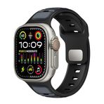 PSR Aksesuar Apple Watch SE/Series 10/9 / 8/7 / 6/5 / 4/3 Uyumlu Silikon Kordon 42mm/44mm/45mm/46mm & Ultra 49mm – Esnek, Dayanıklı ve Terletmeyen Akıllı Saat Kayışı(Midnight Blue-Siyah)