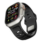 PSR Aksesuar Apple Watch SE/Series 10/9 / 8/7 / 6/5 / 4/3 Uyumlu Silikon Kordon 42mm/44mm/45mm/46mm & Ultra 49mm – Esnek, Dayanıklı ve Terletmeyen Akıllı Saat Kayışı(Siyah)