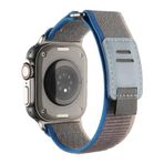 PSR aksesuar Apple Watch Ultra 49 mm Uyumlu KRD-106 Gri Mavi Hasır Kordon Zore Strap Kayış Kordon