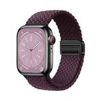 PSR Aksesuar Apple Watch Uyumlu Hasır Kordon – Örgü Tasarımlı, Ayarlanabilir | Hafif ve Konforlu Hasır Akıllı Saat Kayışı (Koyu Mor, Watch 42mm)