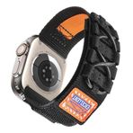 PSR Aksesuar Apple Watch Uyumlu Orbital Örgülü Halat Tasarımlı Kordon - Naylon Kumaş Hasır Akıllı Saat Kayışı (Siyah, Watch 42mm)