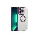PSR aksesuar Derin Mor Kamera Korumalı Logo Gösteren Zore Omega Kılıf-Derin Mor iPhone 13 Pro Max ile uyumlu