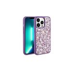 PSR aksesuar Derin Mor Parlak Taşlı Tasarım Zore Linea Kılıf-Derin Mor iPhone 12 Pro Max ile uyumlu