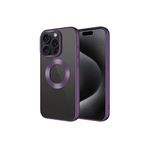 PSR aksesuar Derin Mor Tek Kamera Çerçeveli Logo Gösteren Zore Omega Kılıf-Derin Mor iPhone 15 Pro ile uyumlu