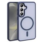 PSR Aksesuar Galaxy Serisi M-Safe Şarj Özellikli Kılıf - Mat Arka Yüzeyli Sio Kapak | Metal Kamera Çerçeveli | Kablosuz Şarj Uyumlu (Lacivert, Galaxy S25 FE)