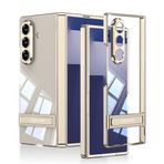 PSR Aksesuar Galaxy Z Serisi Kılıf - Kamera Korumalı Şeffaf Lego Standlı Kapak | Parlak Kenarlı | Darbeye Dayanıklı | Ultra İnce ve Sağlıklı (Gold, Galaxy Z Fold 7)