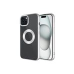 PSR aksesuar Gümüş Tek Kamera Çerçeveli Logo Gösteren Zore Omega Kılıf-Gümüş iPhone 15 Plus ile uyumlu