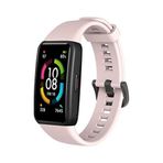 PSR Aksesuar Huawei Band 6 Uyumlu Kordon – Ayarlanabilir Silikon Kayış, Smart Watch Kordon, Akıllı Saat Kayışı - KRD-47 (Pudra)