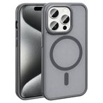 PSR Aksesuar iPhone M-Safe Şarj Özellikli Kılıf - Mat Arka Yüzeyli Sio Kapak | Metal Kamera Çerçeveli | Kablosuz Şarj Uyumlu (Gri, iPhone 14 Pro Max)