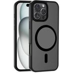 PSR Aksesuar iPhone M-Safe Şarj Özellikli Kılıf - Mat Arka Yüzeyli Sio Kapak | Metal Kamera Çerçeveli | Kablosuz Şarj Uyumlu (Siyah, iPhone 16 Pro)