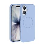 PSR Aksesuar iPhone Serisi M-Safe Şarj Özellikli Edi Silikon Kapak - Metal Kamera Çerçeveli | Yumuşak Dokulu Telefon Kılıfı (Açık Mavi, iPhone 17)