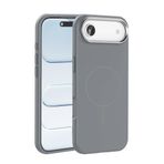 PSR Aksesuar iPhone Serisi M-Safe Şarj Özellikli Edi Silikon Kapak - Metal Kamera Çerçeveli | Yumuşak Dokulu Telefon Kılıfı (Titanyum Gri, iPhone 17 Air)