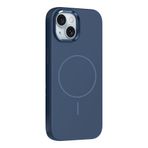 PSR Aksesuar iPhone Serisi M-Safe Şarj Özellikli Silikon Kapak - Metal Kamera Çerçeveli | Yumuşak Dokulu Telefon Kılıfı (Lacivert, iPhone 14)