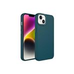 PSR aksesuar Koyu Yeşil Metal Çerçeve ve Buton Tasarımlı Silikon Zore Luna Kılıf-Koyu Yeşil iPhone 14 ile uyumlu