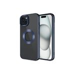 PSR aksesuar Lacivert Tek Kamera Çerçeveli Logo Gösteren Zore Omega Kılıf-Lacivert iPhone 15 ile uyumlu