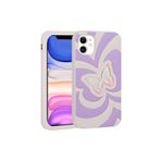 PSR aksesuar Lila Sıvılı Simli Kelebekli Tasarım Zore Vodena Kılıf-Lila iPhone 11 ile uyumlu
