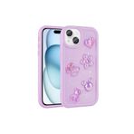 PSR aksesuar Mor Kabartma Figürlü Parlak Zore Toys Silikon Kılıf-Mor iPhone 15 Plus ile uyumlu