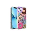 PSR aksesuar NO11 Kamera Korumalı Renkli Desenli Sert Silikon Zore Korn Kılıf-NO11 iPhone 14 Plus ile uyumlu