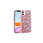 PSR aksesuar Pembe Parlak Taşlı Tasarım Zore Linea Kılıf-Pembe iPhone 12 ile uyumlu