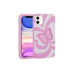 PSR aksesuar Pembe Sıvılı Simli Kelebekli Tasarım Zore Vodena Kılıf-Pembe iPhone 11 ile uyumlu