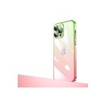 PSR aksesuar Pembe-Yeşil Parlak Renk Geçişli Kamera Korumalı Zore Senkron Kılıf-Pembe-Yeşil iPhone 14 Pro ile uyumlu