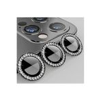 PSR aksesuar Şeffaf İçin Koyu Gri Swarovski Taşlı Kamera Lens Koruyucu iPhone 12 Pro Max ile uyumlu