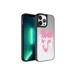 PSR aksesuar Süper Anne Aynalı Desenli Kamera Korumalı Parlak Zore Mirror Kılıf-Süper Anne iPhone 13 Pro ile uyumlu