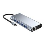 PSR Aksesuar USB-C Hub Docking Station - Macbook & Windows Uyumlu Çoklayıcı Adaptör (Gri, 11-in-1)
