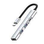PSR Aksesuar USB-C Hub Docking Station - USB Hub 4-in-1, Type-C & USB 3.0 Çoklayıcı Adaptör, 3.5mm Kulaklık Jaklı Çoklayıcı Adaptör (Gri, 4-in-1)