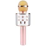 PSR Aksesuar WS-858 Bluetooth Karaoke Mikrofon – Kablosuz Hoparlör, Yankı Efektli, Gürültü Önleyici, 1800mAh Şarjlı, iOS & Android Uyumlu (Rose Gold)