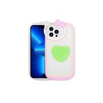 PSR aksesuar Yeşil Kedi Figürlü Transparan Pop Soketli Zore Ritmik Kılıf-Yeşil iPhone 12 Pro ile uyumlu