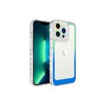PSR aksesuar Yeşil-Mavi Simli ve Renk Geçiş Tasarımlı LZore Korumalı Zore Park Kılıf-Yeşil-Mavi iPhone 13 Pro ile uyumlu