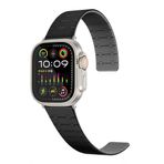 PSR aksesuar Zore KRD-111 Çizgili Desenli Silikon Kordon-Siyah Apple Watch 7 41mm ile uyumlu