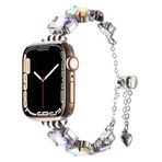 PSR aksesuar Zore KRD-115 Renkli Taş Tasarımlı Kordon-Lila Apple Watch Ultra 49mm ile uyumlu