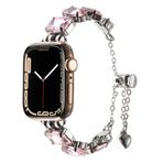 PSR aksesuar Zore KRD-115 Renkli Taş Tasarımlı Kordon-Rose Pembe Apple Watch 42mm ile uyumlu