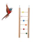 Pssopp Kuş Oyuncak Sevimli Mutlu Pet Kuş Ahşap Merdiven Muhabbet Kuşu Kafesi Hamak Oyuncak Papağan Renkli Boncuklu Eğitici Oyuncaklar Çan (Boncuk)